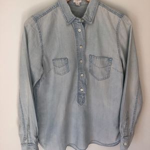 J. Crew Chambray Button Down Popover Top